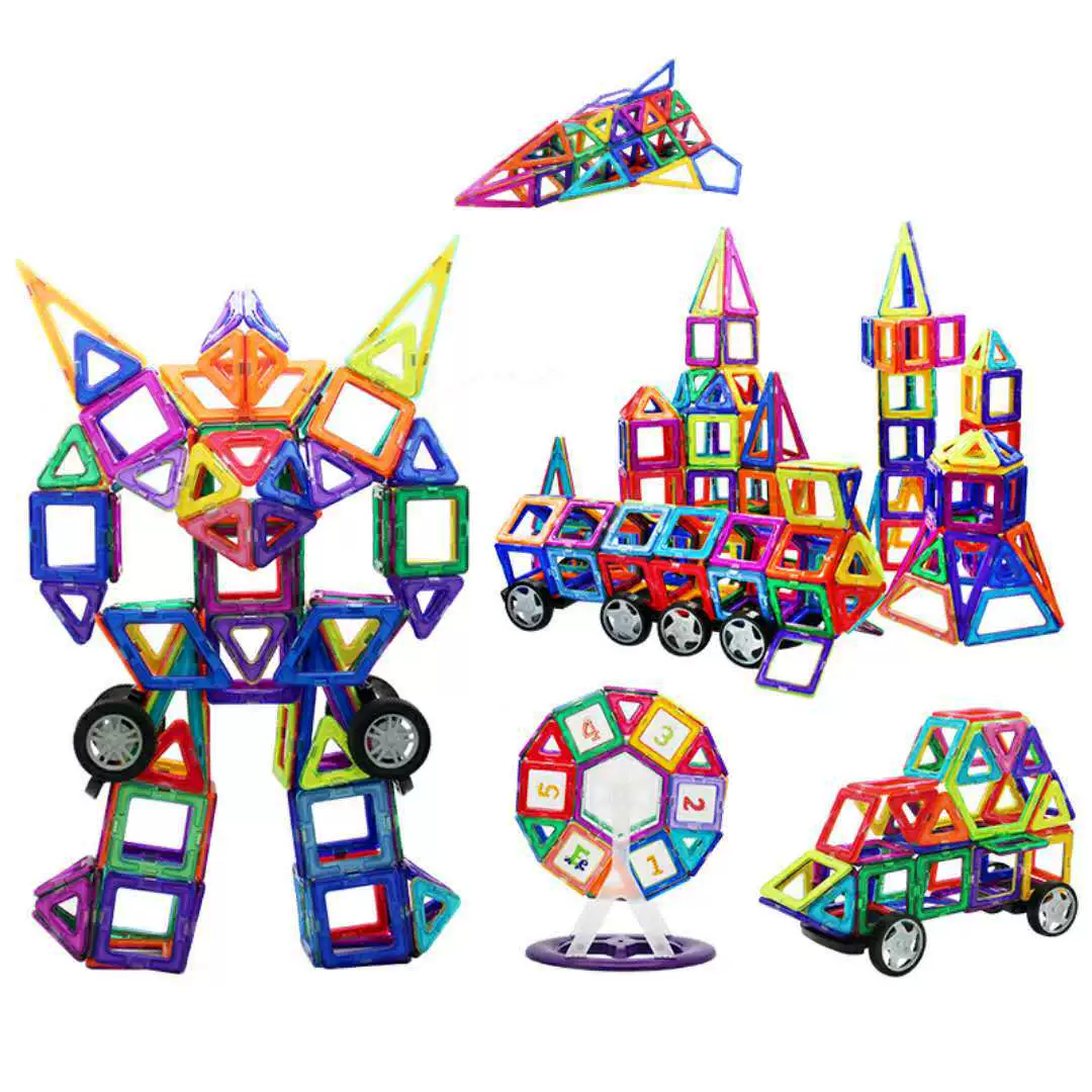 Magnetic Construction Set, Colorful Strong Magnets, Educational Tiles — Multiple Piece Kits