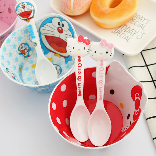 New melamine jingle shaped spoon cartoon KT spoon cute creative children's spoon baby tableware wholesale