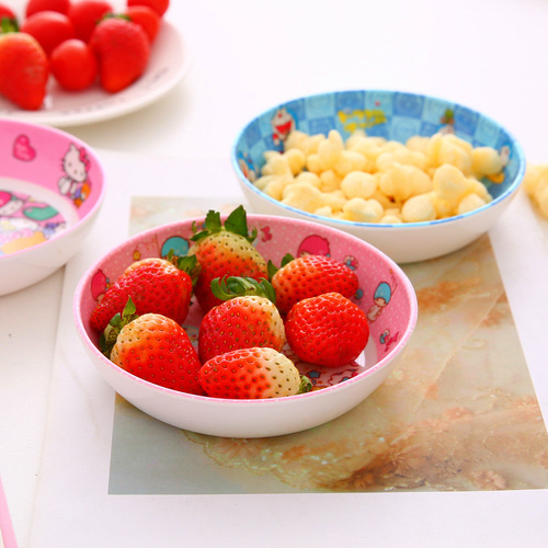 Melamine resin tableware, 5-inch snack plate, cartoon cute creative fruit plate, anti-fall melamine imitation porcelain round plate
