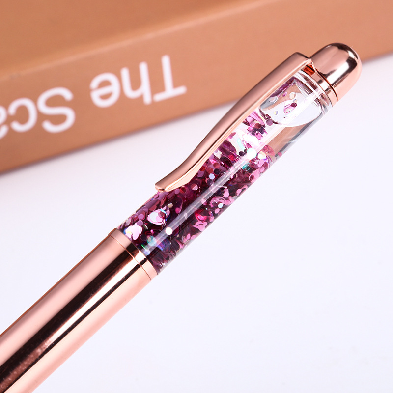 Suministro directo de fábrica pluma de cristal de aceite suspensión creativa bolígrafo Quicksand pluma metal regalo pluma publicidad pluma letras