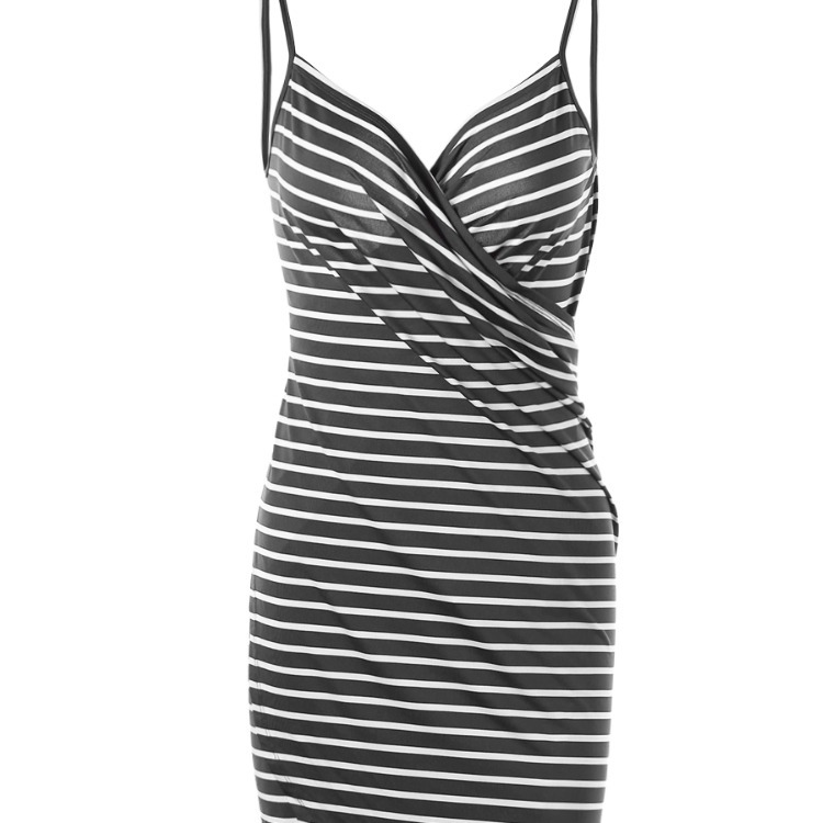 , Wish, : Popular European And American Sexy Beach Wrap Vacation Dresses, Striped Strap Dresses_ecoleips.com