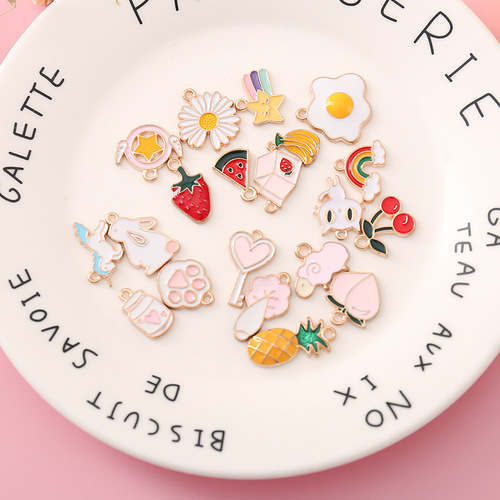 Cartoon Strawberry Pineapple Bracelet Accessory DIY Accessory Parts Korean Style Daisies Earrings Materials Pendant