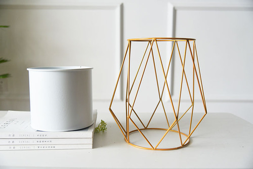 Nordic iron flowerpot creative Nordic iron flower stand Nordic style geometric iron bucket flower stand bracket metal iron stand