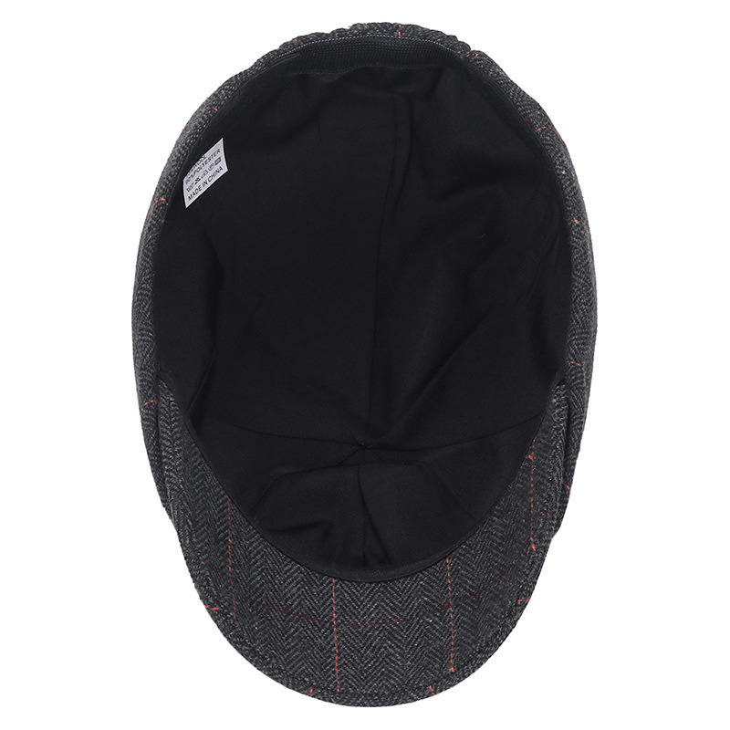 Chapeau octogonal en laine pour hommes d'âge moyen et âgés, chapeau d'artiste polyvalent à la mode pour loisirs en plein air, automne hiver, bec de canard,_voghion.com