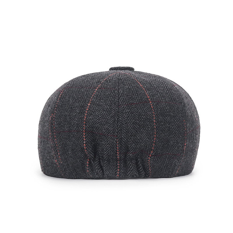 Chapeau octogonal en laine pour hommes d'âge moyen et âgés, chapeau d'artiste polyvalent à la mode pour loisirs en plein air, automne hiver, bec de canard,_voghion.com