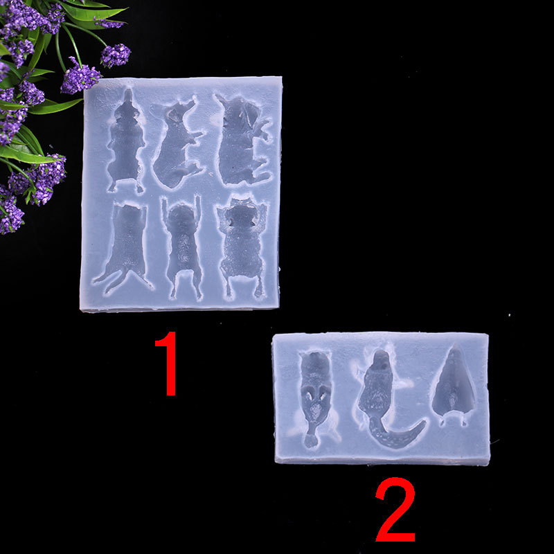 Serie animal perro bulldog gato fondant cake silicona molde DIY joyería hecha a mano llavero Decoración