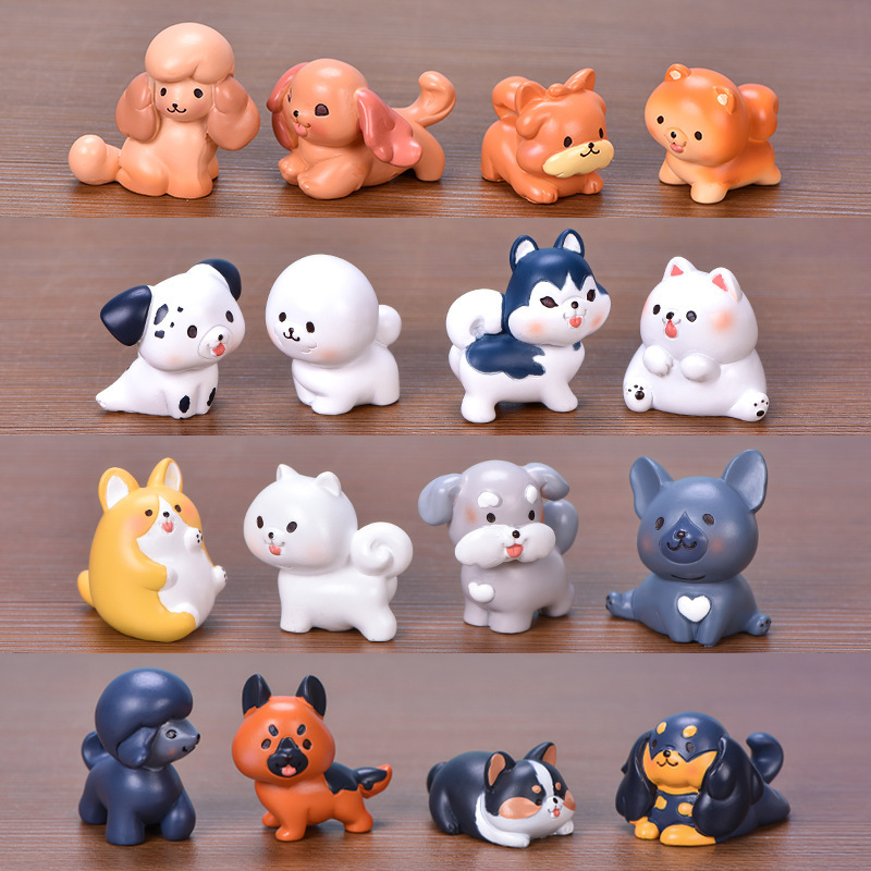 Dog Family Micro Landscape Resin Small Ornaments Bonsai Fleshy Decoration Corgi Bixian Samo Pet Dog