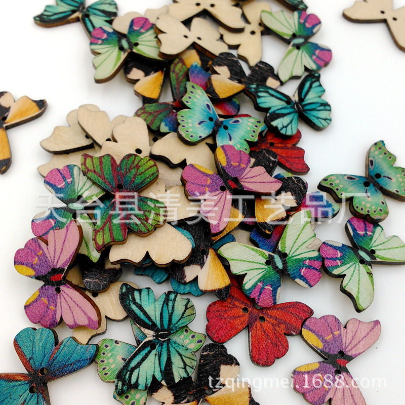 Amazon especial mariposa botón de madera retro hecho a mano mariposa botón mariposa hebilla 50 unidades un paquete