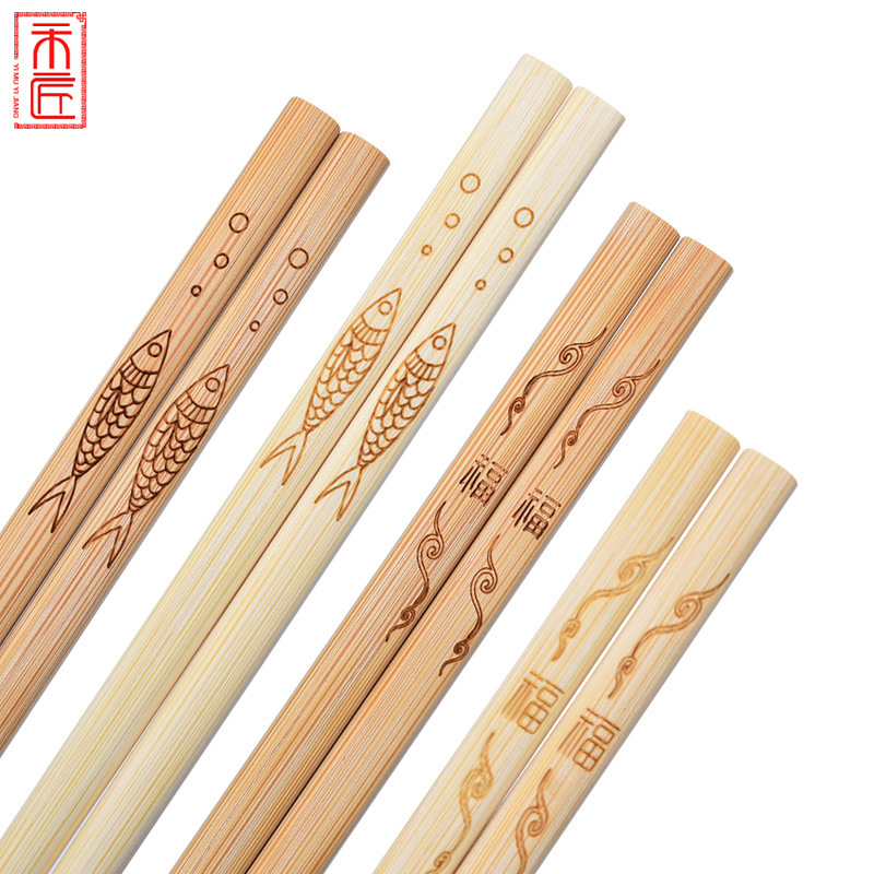 厂家楠竹筷子雕刻碳化筷子套装酒店家用无漆竹筷