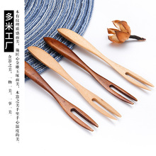 荷木迷你水果叉子甜品店木叉餐具 木制儿童勺子叉子西餐厅批发