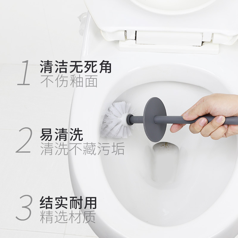 Venta caliente transfronteriza traje de cepillo de inodoro de plástico cepillo de baño con base de inodoro de silicona mango largo cepillo de limpieza