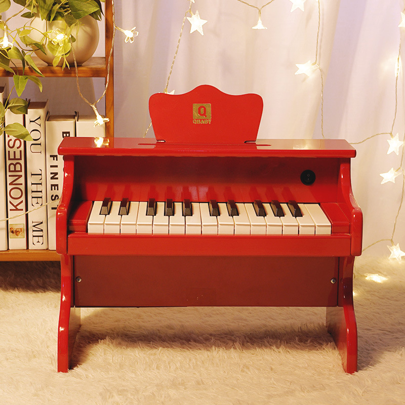 Piano electrónico de madera de 25 teclas para niños, juguete musical educativo temprano para bebés, regalo de cumpleaños para niños y niñas.