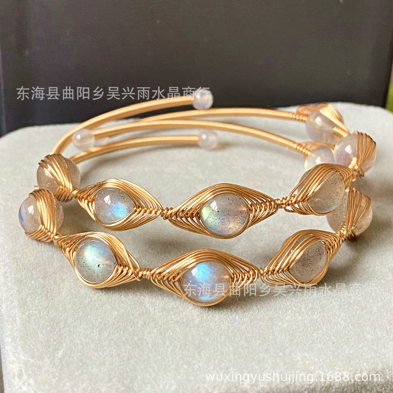 14k Gold-wrapped Wire-wrapped Handmade Bracelet Natural Labradorite Moonstone Bracelet Bracelet Jewelry 14k Gold-wrapped Wire-wrapped Handmade Bracelet Natural Labradorite Moonstone Bracelet Bracelet Jewelry