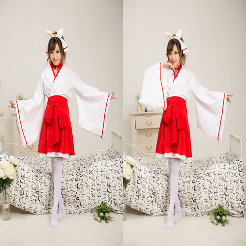 Anime Youkai x Maid SS Byakugouin Reikon no Kosode Costume Full Woman's Costume, One-Time Shipping
