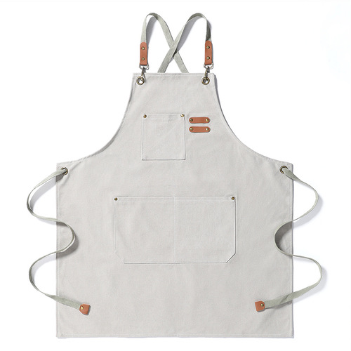 Multi-pocket advertising kitchen work apron wholesale custom logo canvas thickened wear-resistant apron cover work