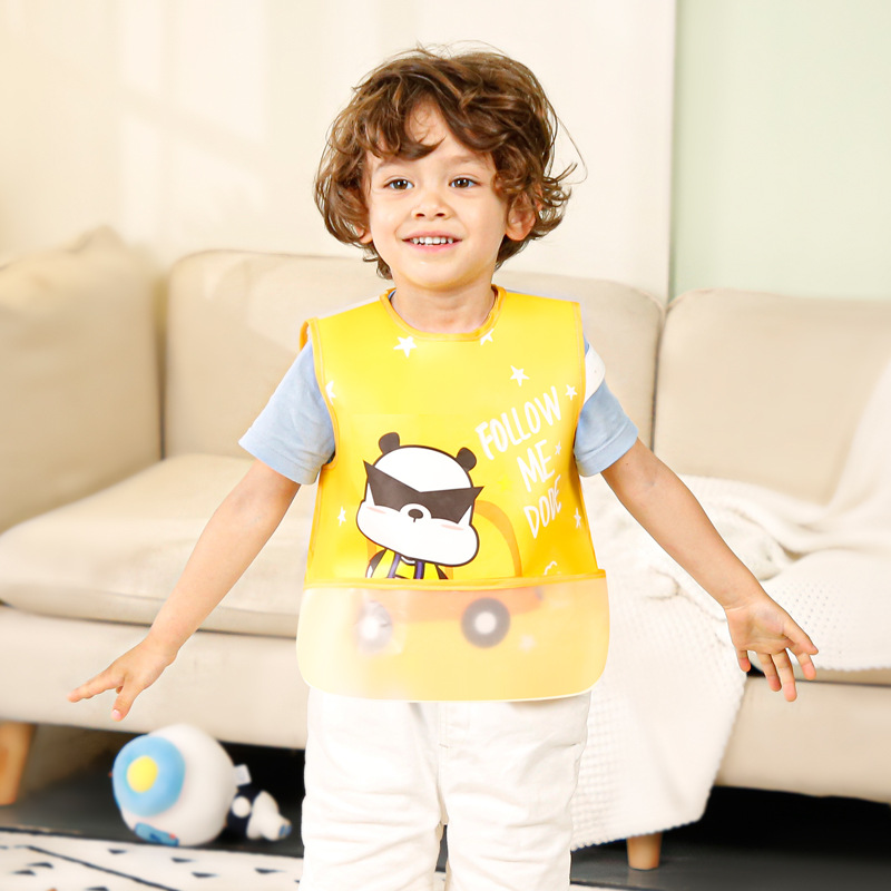 Baby Bib Waterproof Snaps Double-Layer Vest Baby Bib Slipper Pocket Dining Pocket Children's Cover