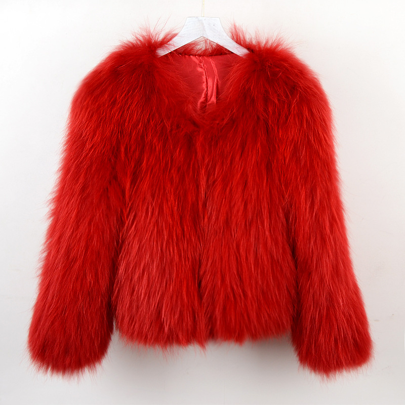 Fashion Internet Celebrity Real Fur New Raccoon Fur Woven Fur Coat Women's Autumn and Winter Fox Fur Coat Live Daifa