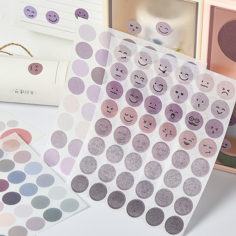 Estilo coreano ins dot cara sonriente pequeña expresión y etiqueta de papel DIY diario decoración material etiqueta de sellado