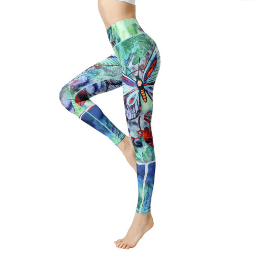 European and American new style printed yoga pants for women, tight-fitting high-waisted hip-lifting bodybuilding pants, sports fitness yoga clothes, factory direct sales