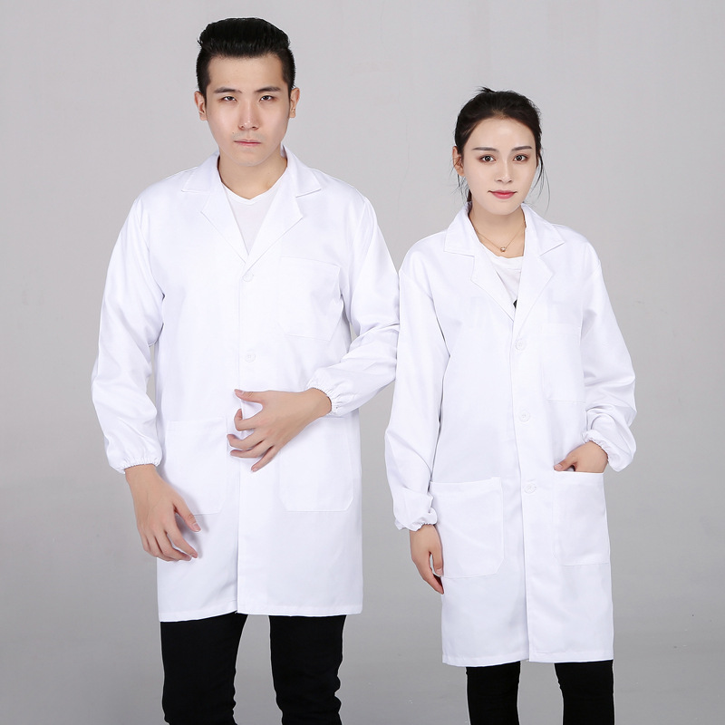 White coat long sleeve men's and women's health care pharmacy inspection labor insurance thickened student chemical experiment food work clothes
