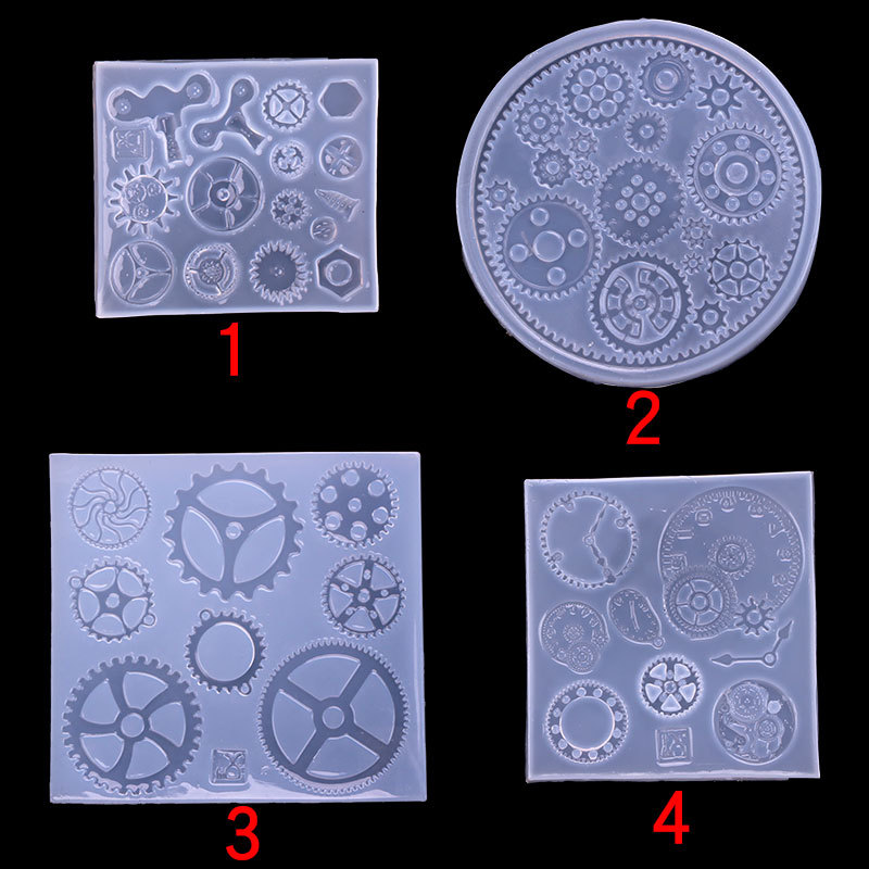 Espejo epoxi engranaje hora mano molde diy cristal epoxi uv resina pegamento simulación engranaje decorativo molde de silicona