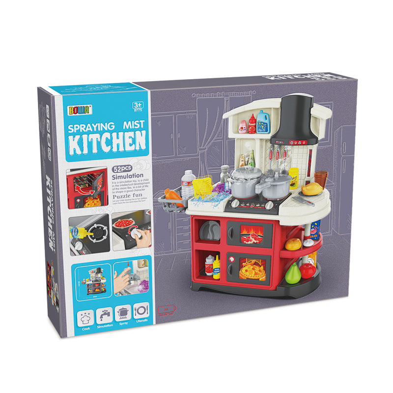 Los niños transfronterizos 61cm sonido y luz agua pulverizada juguetes de cocina jugar casa simulación cocina cocinar para niños y niñas
