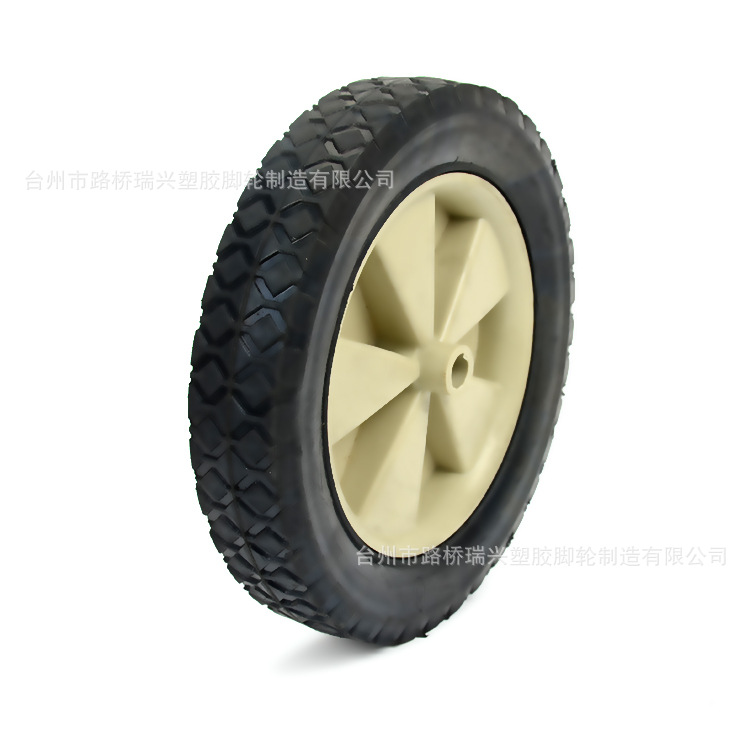 厂家供应塑料芯橡胶轮 10寸清洗机轮子 五金配件实心橡胶轮