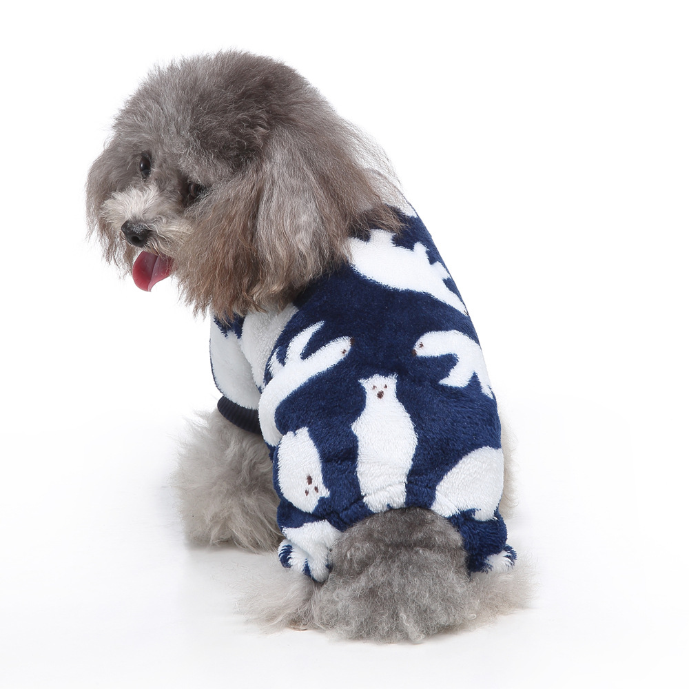 Suministros para mascotas transfronterizos ropa para mascotas leopardo estampado Polka Dot homewear para perros pequeños y medianos invierno felpa casual pijamas para perros