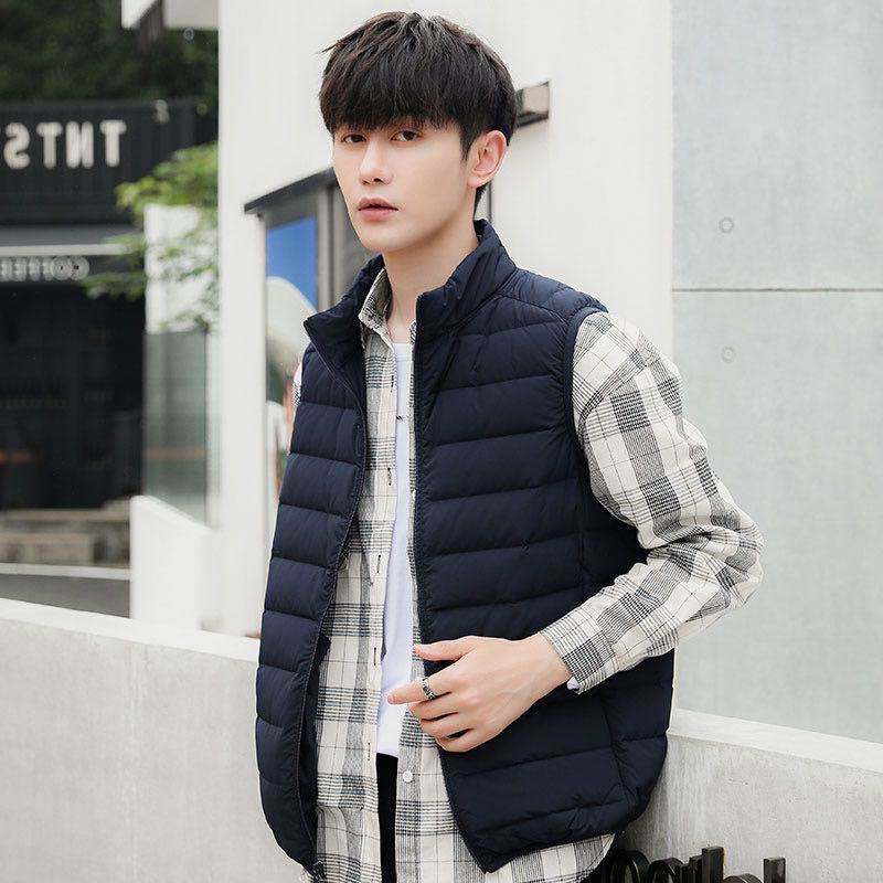 现货2025新款男式无缝一体织羽绒马甲 立领休闲轻薄款羽绒服坎肩
