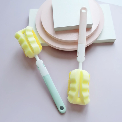 Sponge bottle brush folding cup brush removable long handle cup brush sponge head daily necessities wholesale
