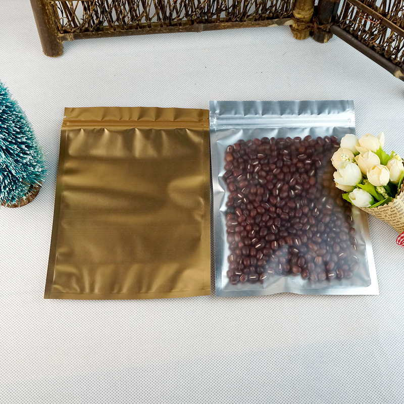 现货批发 暗金阴阳镀铝自封袋 半透明铝箔包装袋 防潮湿干货骨袋