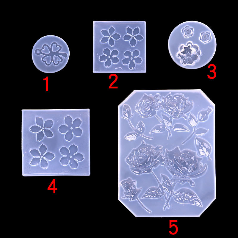 DIY cristal epoxi UV pegamento espejo hecho a mano flor de cerezo Rosa trébol llavero pendientes accesorios joyería molde