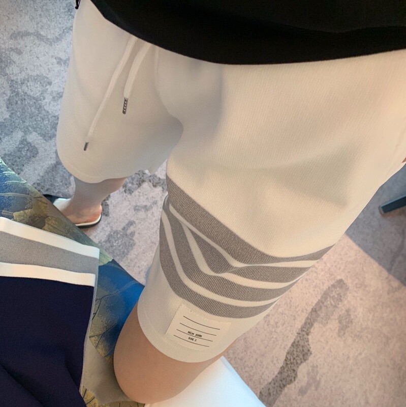 Tb Preppy Style Ice Silk Knitted Shorts Women's Outer Wear Sports Pants Trendy Ins Loose Wide Leg Casual Versatile 25 Summer