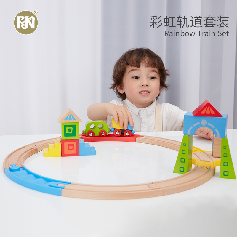 Tren de madera para niños, juguete de construcción de caminos, laberinto de transformación, rompecabezas, modelo de ensamblaje, regalo para niños y niñas