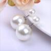 Fashionable double-sided earrings, universal jewelry from pearl, Korean style, city style