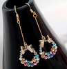 Retro earrings with bow, accessory, Korean style, diamond encrusted, flowered, wholesale
