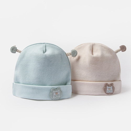 Baby Hat Autumn/Winter 100% Cotton Korean Style Cute Mushroom Bear Baby Cap Hooded Warm Double Layer Newborn Hat
