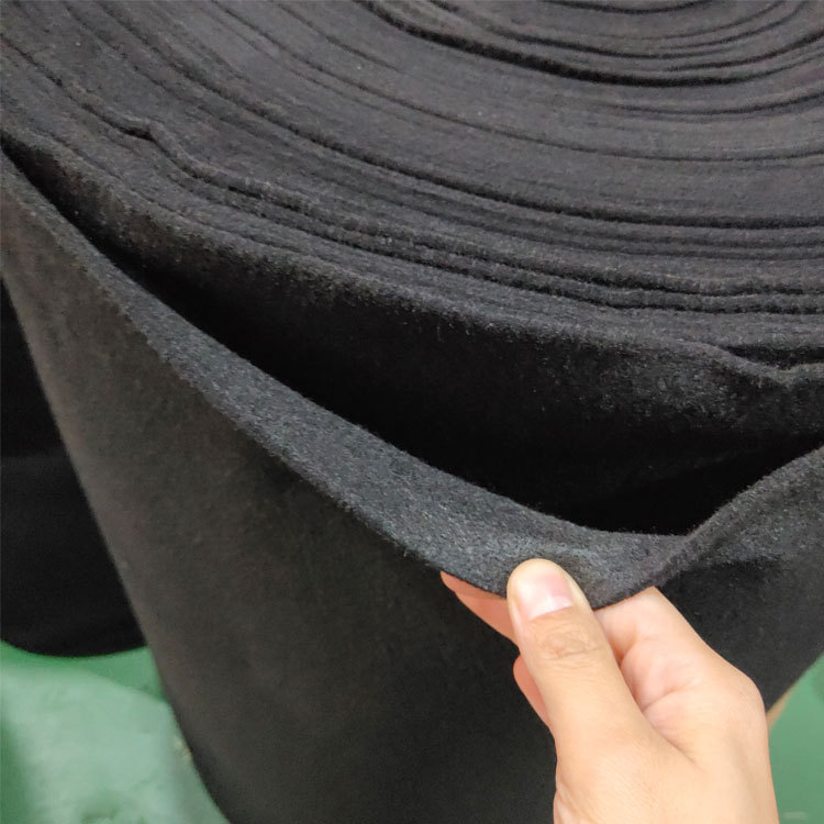 1-5mm黑色预氧丝无纺布不织布黑色针刺阻燃棉离开明火自熄毛毡