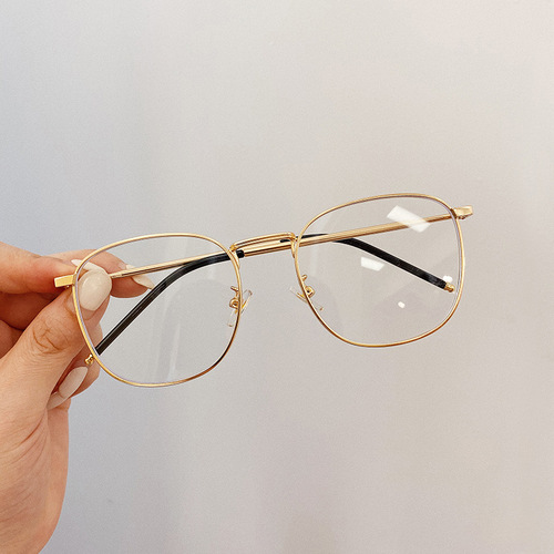 Lisa's same metal frame anti-blue light glasses with degree myopia frame for women showing small Korean style eye protection flat glasses trendy