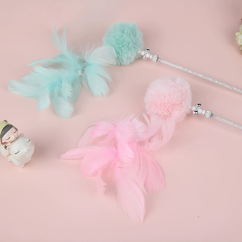 Дразнилка для кошек с перьевым шариком, игрушка для кошек для развлечения, оптовые трансграничные товары для кошек, пользующиеся большим спросом