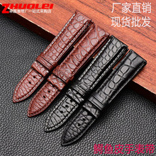 厂家直销 圆纹鳄鱼皮表带 通用各品牌手表表带12-24mm黑棕色批发