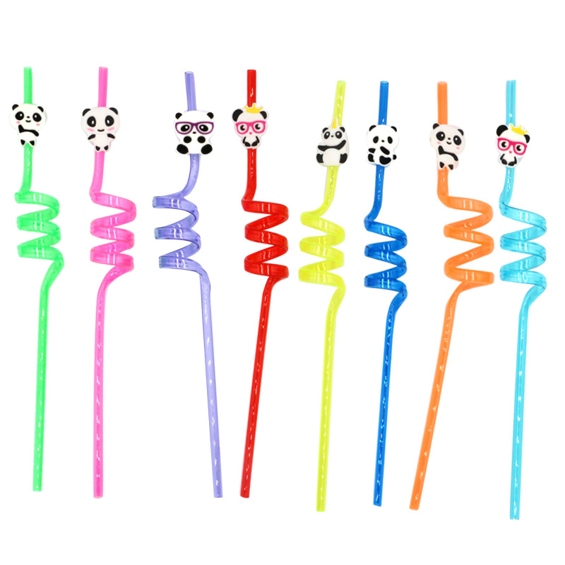 Paja del espacio Princesa paja Panda paja fiesta regalo plástico reutilizable