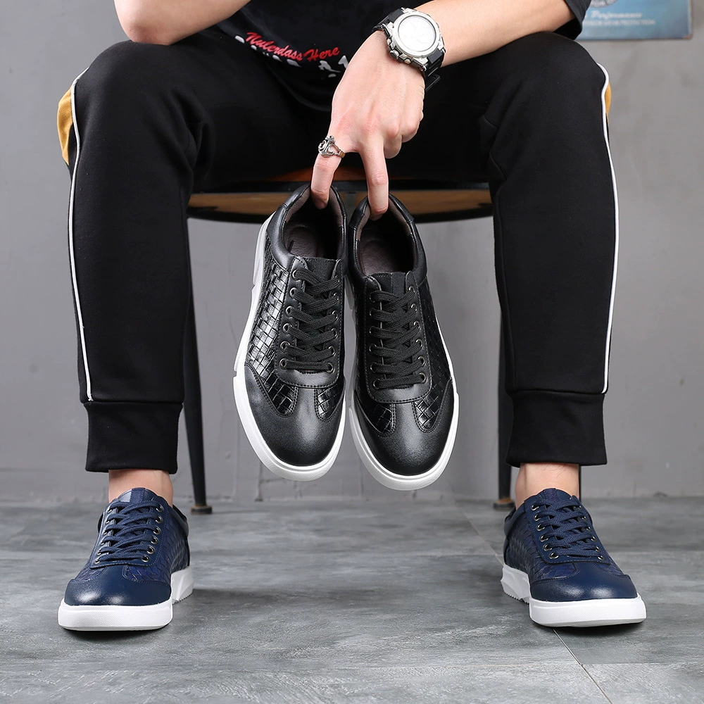 Стилизация Juqi Trend Leisure Sneakers — дышащие повседневные кроссовки на шнуровке, белый/чёрный/синий, размеры 39-48, лёгкие