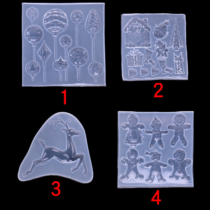 Espejo de Navidad epoxi molde color bola ciervos biscuit cake decoración cerámica suave arcilla joyería hecha a mano DIY producción