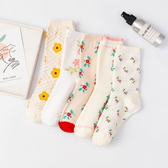 女士襪子甜美少女時尚潮襪 日系碎花 花朵棉質女襪