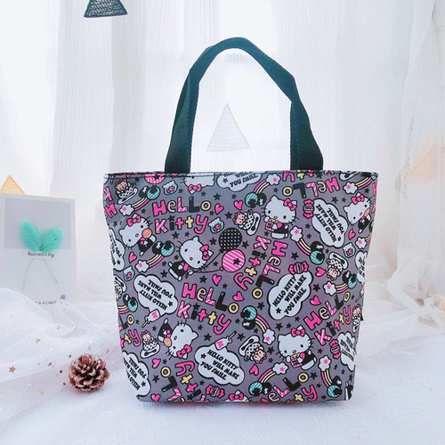 Simple and cute cartoon waterproof plaid cloth portable lunch box bag Bread Shin-chan Snoopy storage bag lunch bag