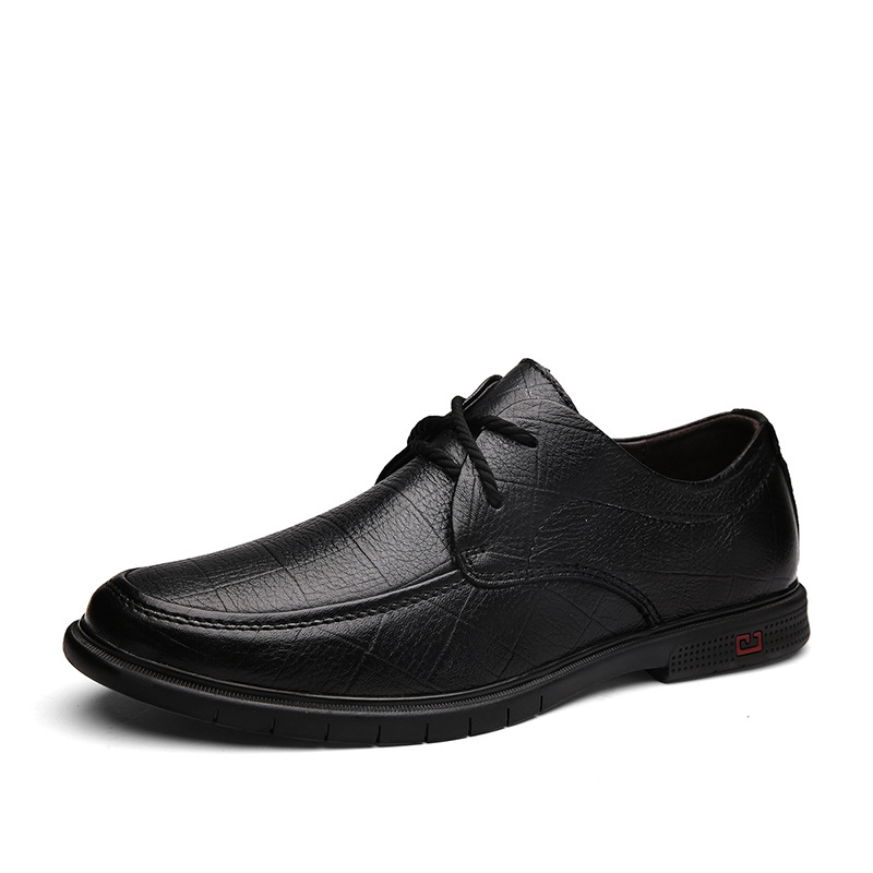 Scarpe da uomo in pelle con giunture, con lacci, stile basso, formali, da uomo, con testa rotonda, primo strato_voghion.com