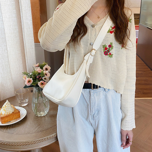 Retro vintage armpit bag large capacity 2024 simple versatile handbag moon dumpling bag shoulder crossbody