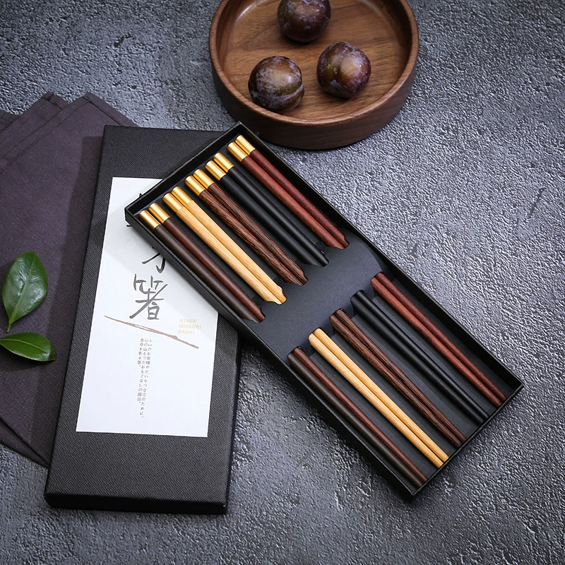Copper chopsticks, set, long wooden tableware, Chinese style