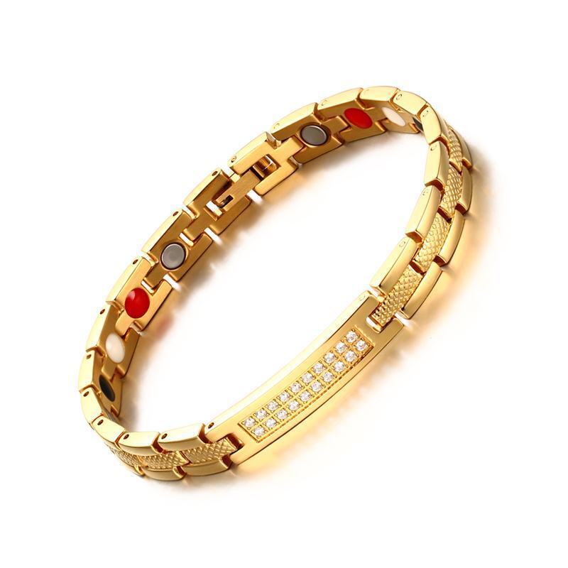 New listing ladies stainless steel + zircon magnetic bracelet gold bracelet wholesale spot wholesale